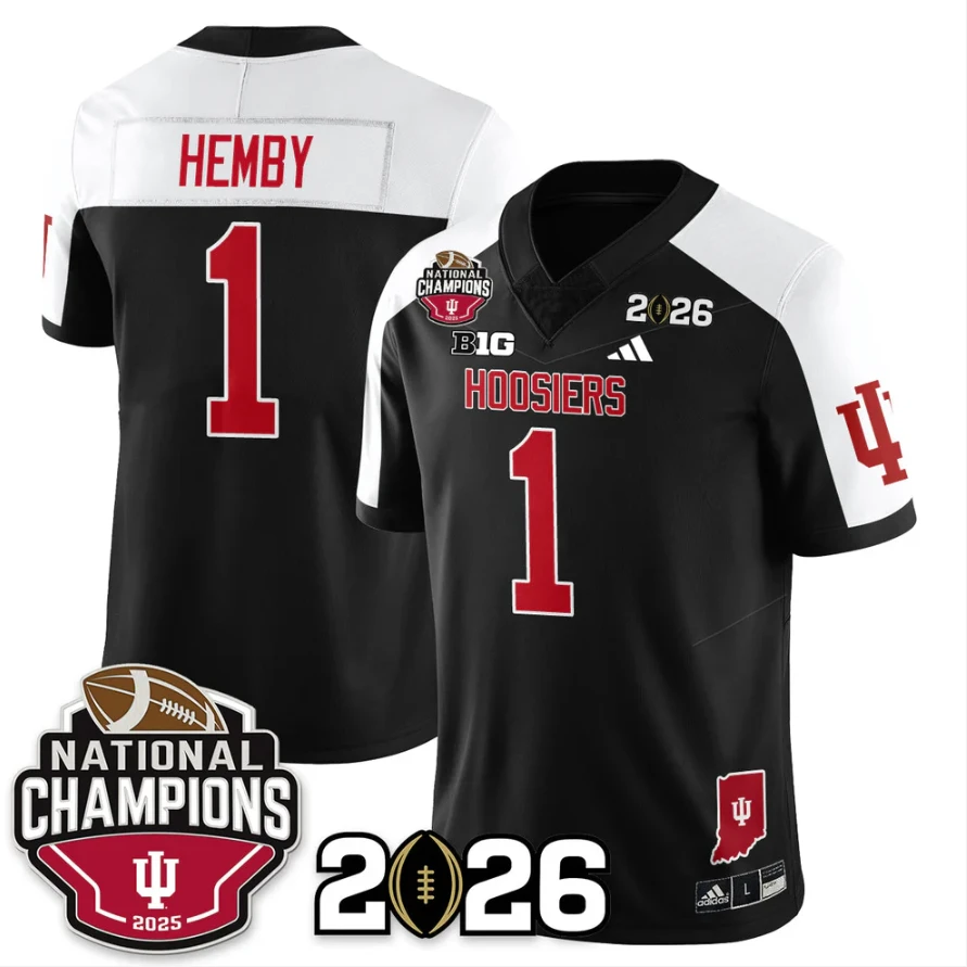 Roman Hemby Jersey #1 Indiana Hoosiers 2025 National Champions V3 Stitched by My Store NCAA Football Jerseys