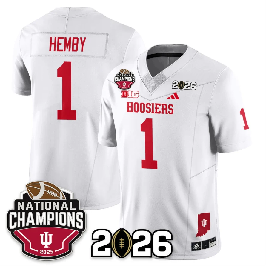 Roman Hemby Jersey #1 Indiana Hoosiers 2025 National Champions V3 Stitched by My Store NCAA Football Jerseys