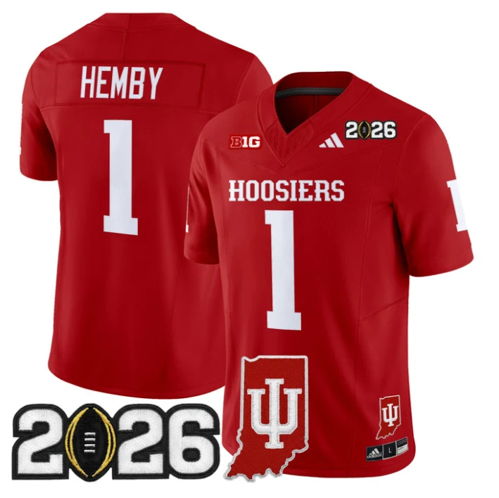 Roman Hemby Jersey #1 Indiana Hoosiers 2026 CFP Final Indiana State Stitched by My Store NCAA Football Jerseys
