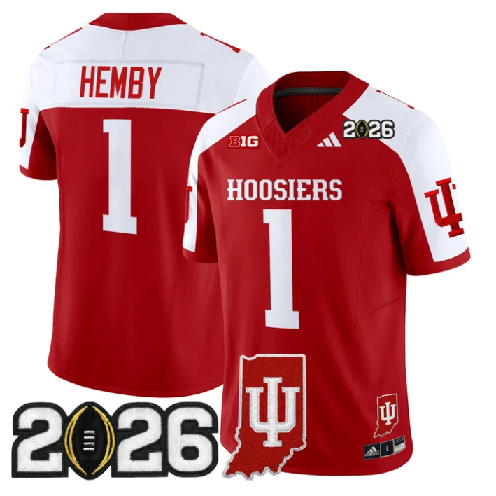 Roman Hemby Jersey #1 Indiana Hoosiers 2026 CFP Final Indiana State Stitched by My Store NCAA Football Jerseys