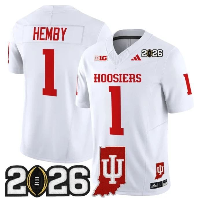 Roman Hemby Jersey #1 Indiana Hoosiers 2026 CFP Final Indiana State Stitched by My Store NCAA Football Jerseys
