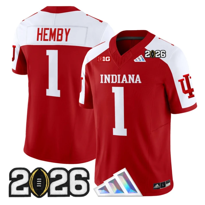 Roman Hemby Jersey #1 Indiana Hoosiers 2026 CFP Final V3 Stitched by My Store NCAA Football Jerseys