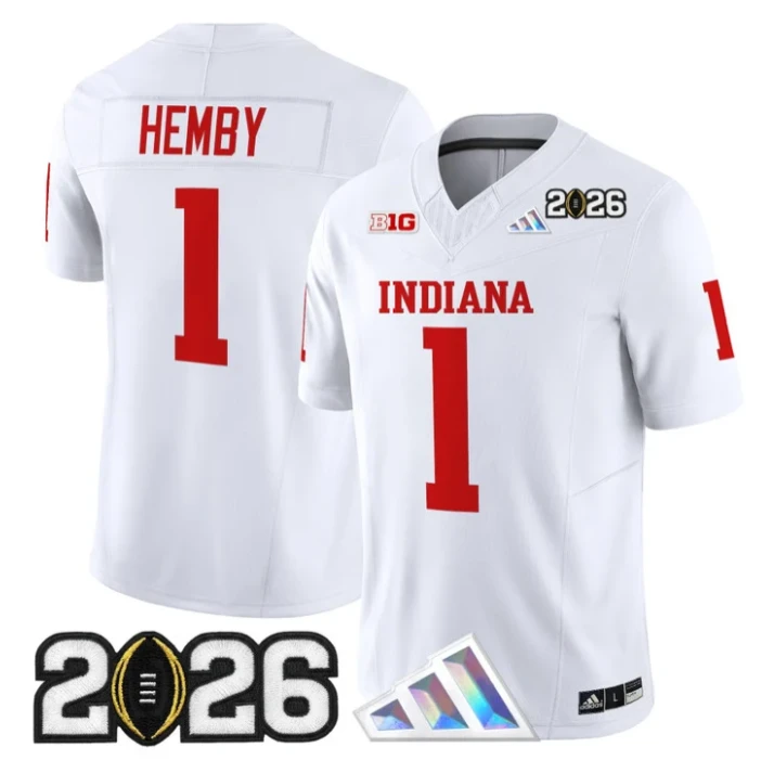 Roman Hemby Jersey #1 Indiana Hoosiers 2026 CFP Final V3 Stitched by My Store NCAA Football Jerseys