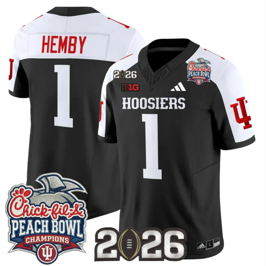 Roman Hemby Jersey #1 Indiana Hoosiers 2026 Peach Bowl Champions CFP Stitched by My Store NCAA Football Jerseys