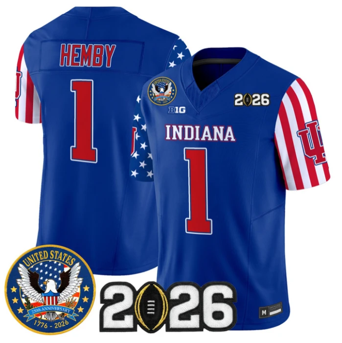 Roman Hemby Jersey #1 Indiana Hoosiers America 250 Edition 2026 CFP Stitched by My Store NCAA Football Jerseys