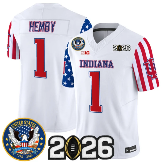 Roman Hemby Jersey #1 Indiana Hoosiers America 250 Edition 2026 CFP Stitched by My Store NCAA Football Jerseys