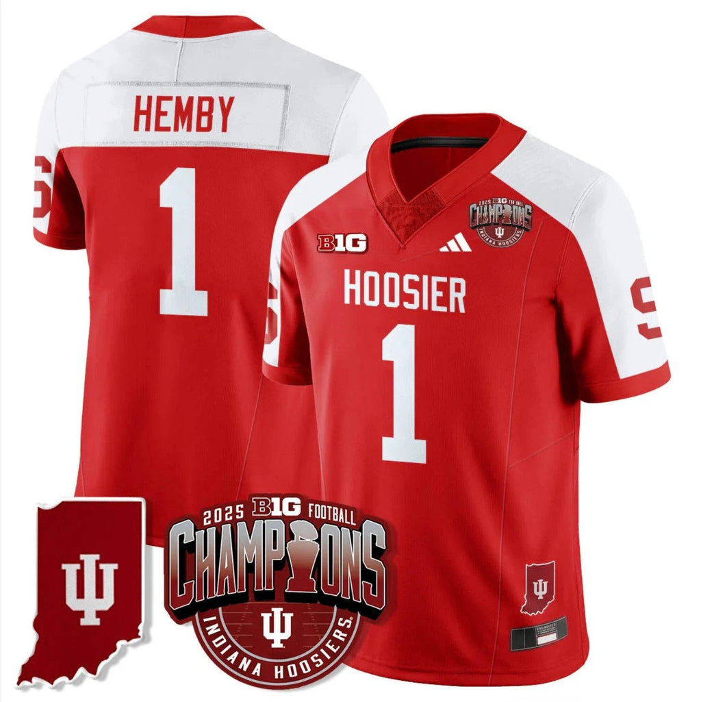 Roman Hemby Jersey #1 Indiana Hoosiers Big 10 Champions Limited Stitched by My Store NCAA Football Jerseys