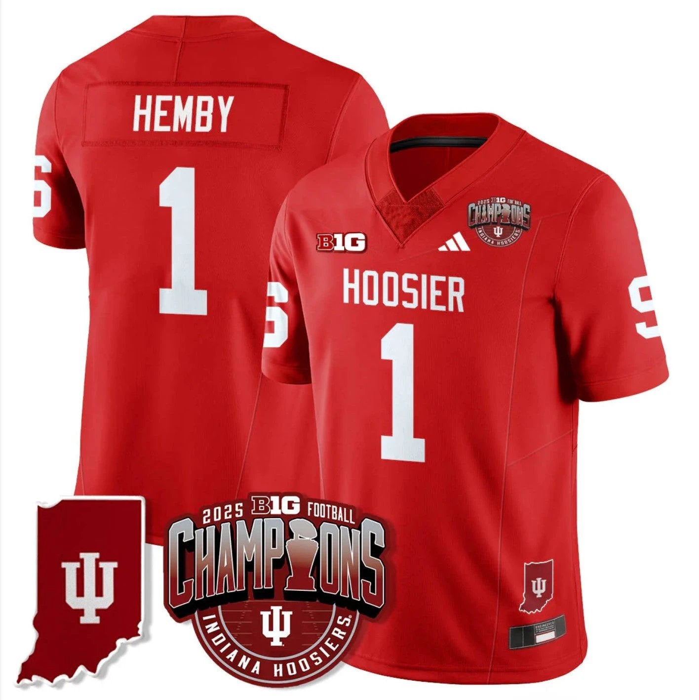 Roman Hemby Jersey #1 Indiana Hoosiers Big 10 Champions Limited Stitched by My Store NCAA Football Jerseys
