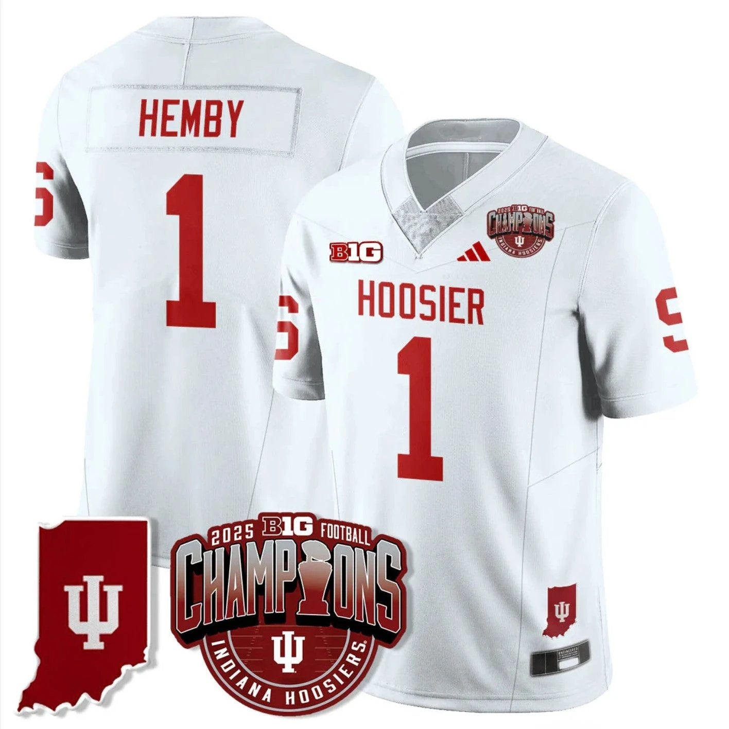 Roman Hemby Jersey #1 Indiana Hoosiers Big 10 Champions Limited Stitched by My Store NCAA Football Jerseys
