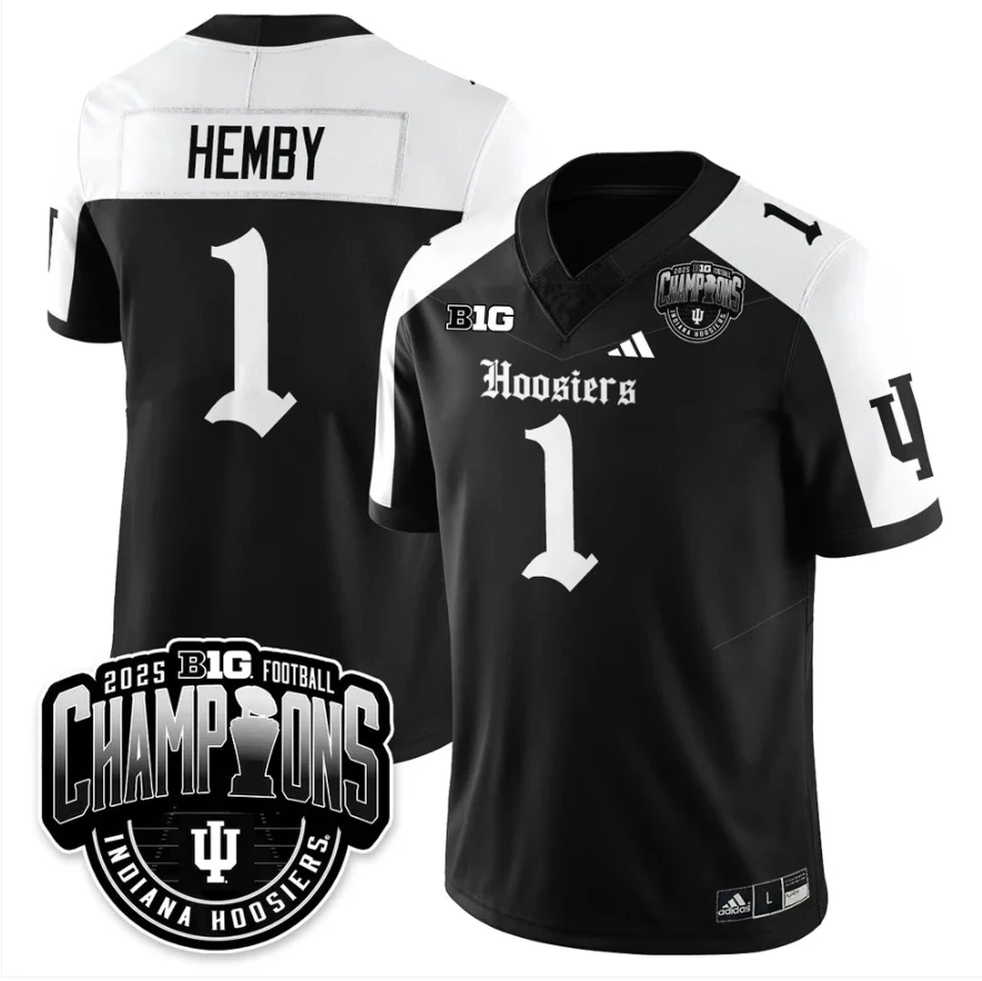 Roman Hemby Jersey #1 Indiana Hoosiers Gothic Big 10 Champions Stitched by My Store NCAA Football Jerseys