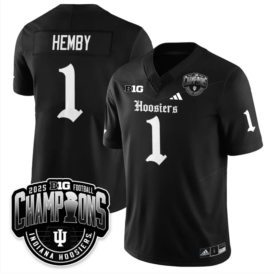 Roman Hemby Jersey #1 Indiana Hoosiers Gothic Big 10 Champions Stitched by My Store NCAA Football Jerseys