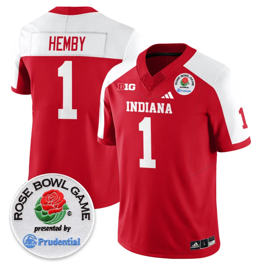 Roman Hemby Jersey #1 Indiana Hoosiers Vapor Rose Bowl Patch Stitched by My Store NCAA Football Jerseys