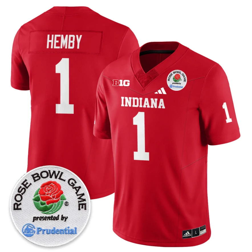 Roman Hemby Jersey #1 Indiana Hoosiers Vapor Rose Bowl Patch Stitched by My Store NCAA Football Jerseys