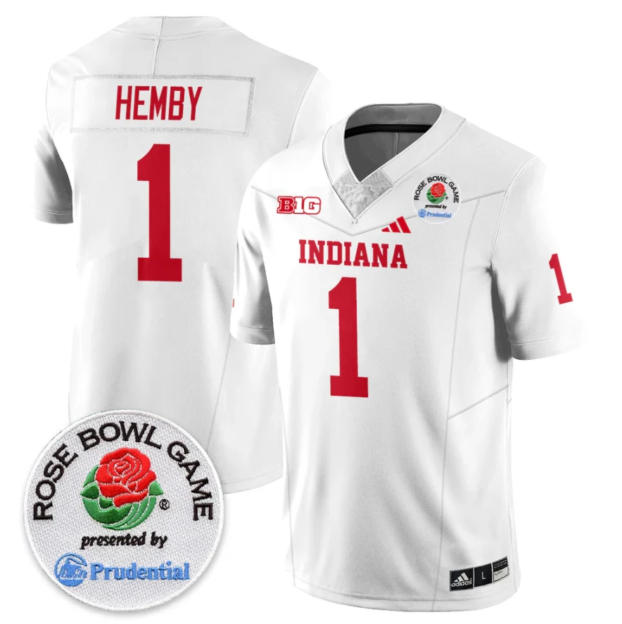 Roman Hemby Jersey #1 Indiana Hoosiers Vapor Rose Bowl Patch Stitched by My Store NCAA Football Jerseys