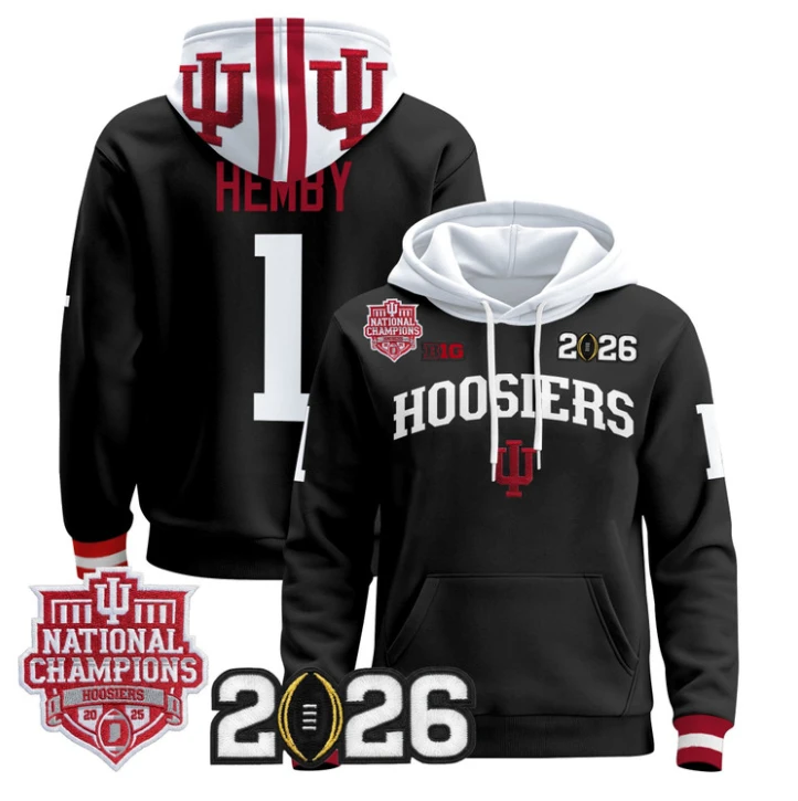 Roman Hemby Pullover Hoodie #1 Hoosiers 2025 National Champions Stitched by Hoodie Pullover