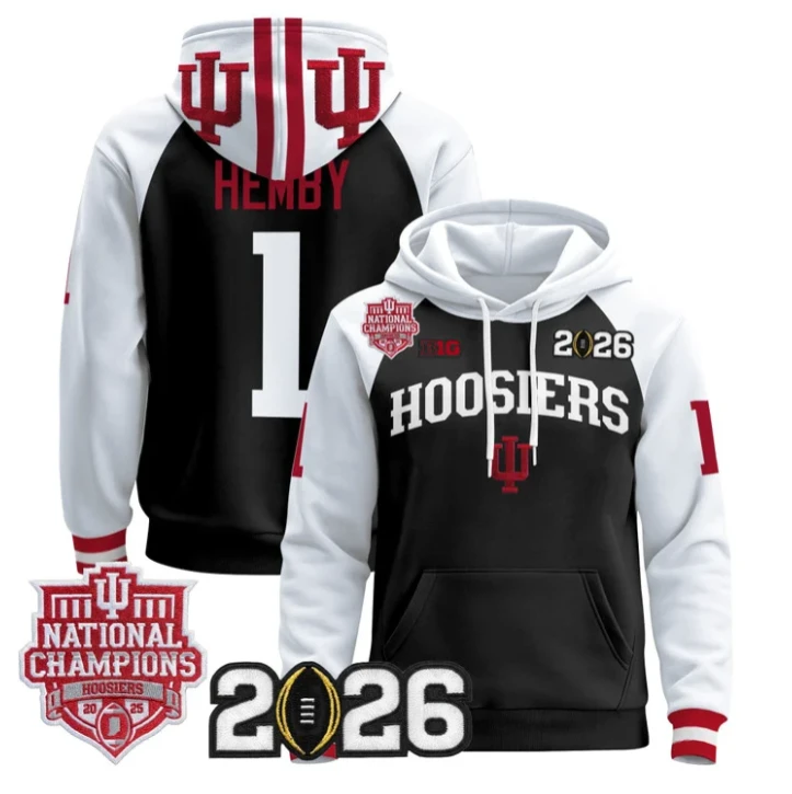 Roman Hemby Pullover Hoodie #1 Hoosiers 2025 National Champions Stitched by Hoodie Pullover