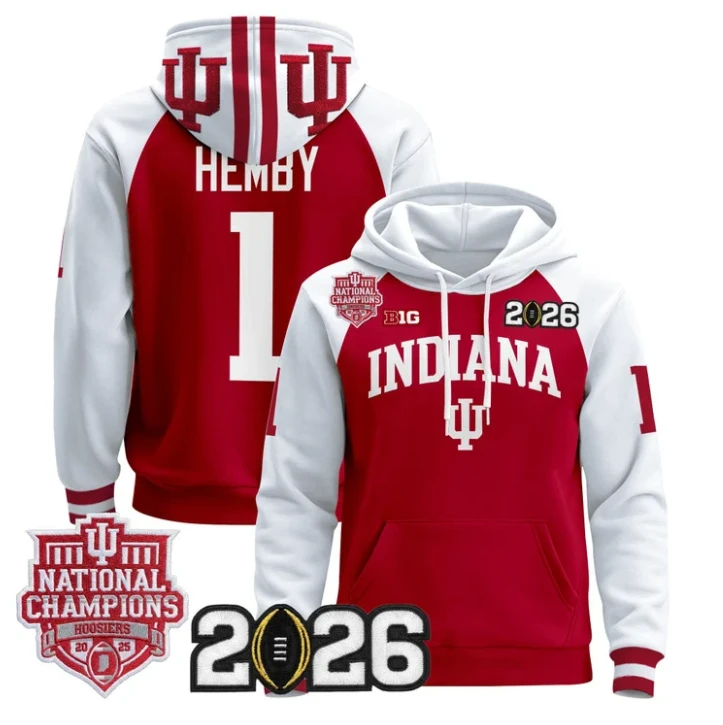 Roman Hemby Pullover Hoodie #1 Hoosiers 2025 National Champions Stitched by Hoodie Pullover