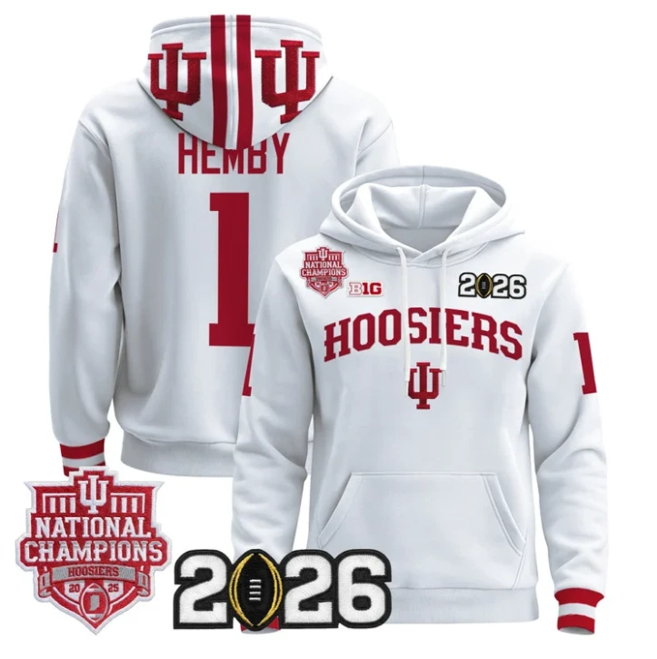 Roman Hemby Pullover Hoodie #1 Hoosiers 2025 National Champions Stitched by Hoodie Pullover