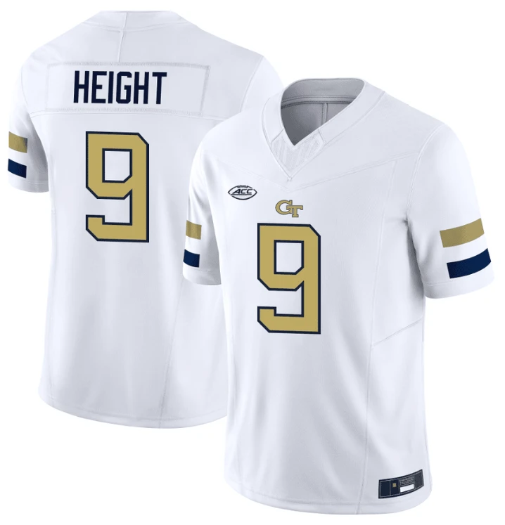Romello Height Jersey #9 Georgia Tech Yellow Jacket College Football Edition White by My Store