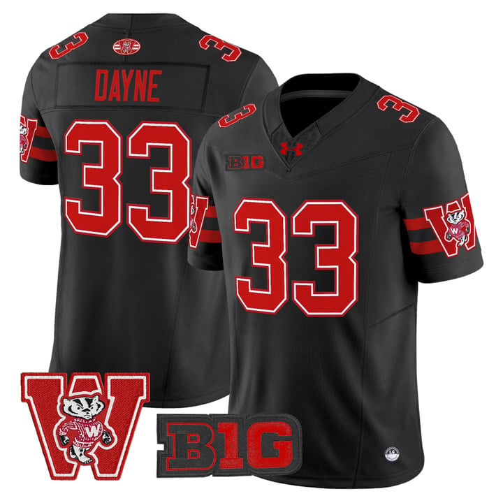 Ron Dayne Jersey #33 Wisconsin Badgers Throwback Stitched Black by My Store NCAA Football Jerseys