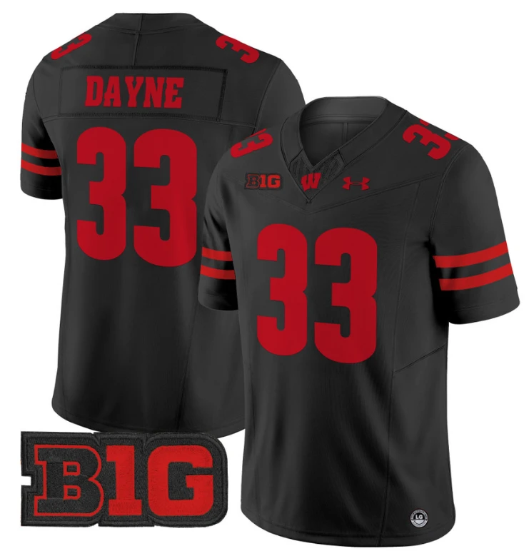 Ron Dayne Jersey #33 Wisconsin Badgers Vapor Football Stitched Black by My Store