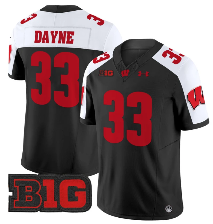 Ron Dayne Jersey #33 Wisconsin Badgers Vapor Football Stitched Black Alternate by My Store