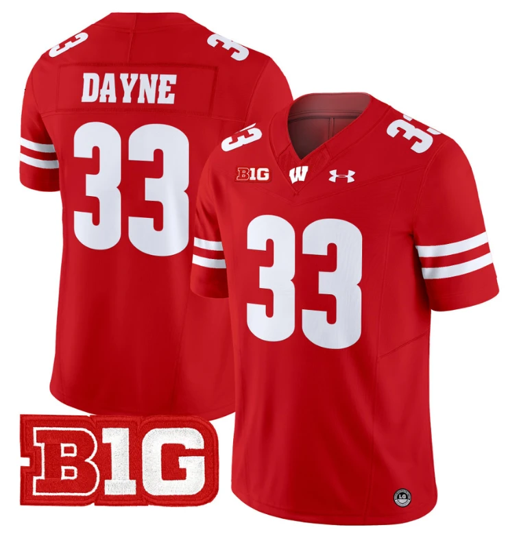 Ron Dayne Jersey #33 Wisconsin Badgers Vapor Football Stitched Red by My Store