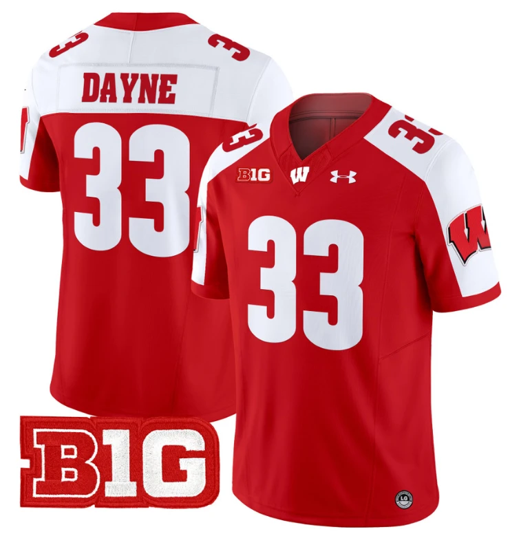 Ron Dayne Jersey #33 Wisconsin Badgers Vapor Football Stitched Red Alternate by My Store