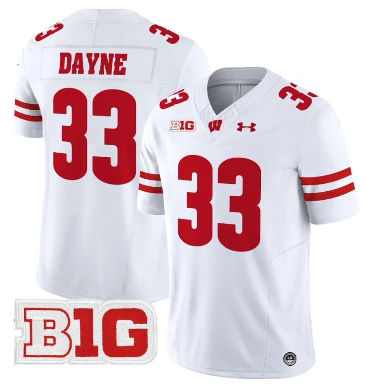 Ron Dayne Jersey #33 Wisconsin Badgers Vapor Football Stitched White by My Store