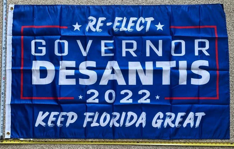 Ron Desantis Flag Governor 2022 Re-Elect Blu Florida Sign USA 3x5ft by flagsjustdoit