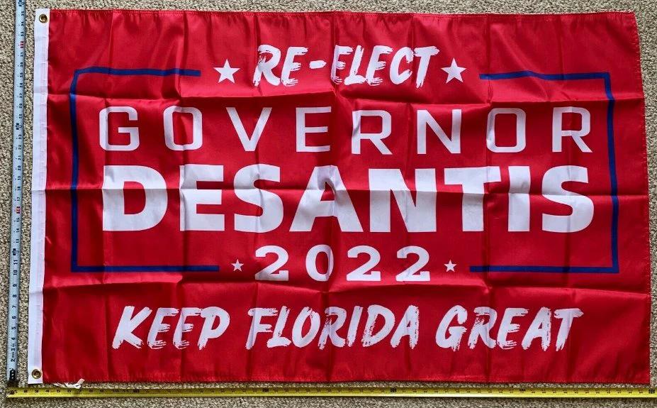 Ron Desantis Flag Governor 2022 Re-Elect Red Florida Sign USA 3x5ft by flagsjustdoit