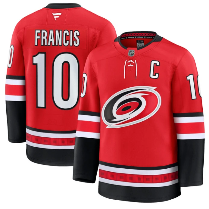 Ron Francis Jersey #10 Carolina Hurricanes Premium All Stitched Red by Hockey David