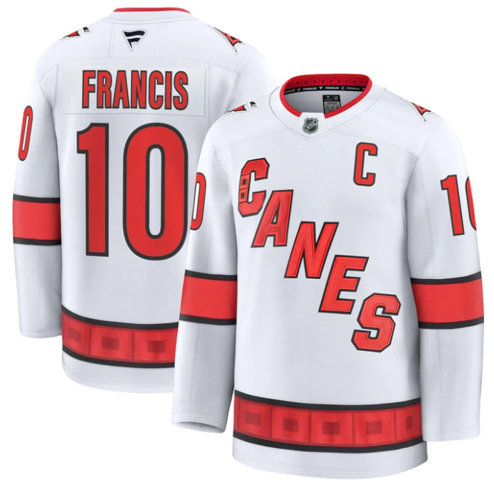 Ron Francis Jersey #10 Carolina Hurricanes Premium All Stitched White by Hockey David