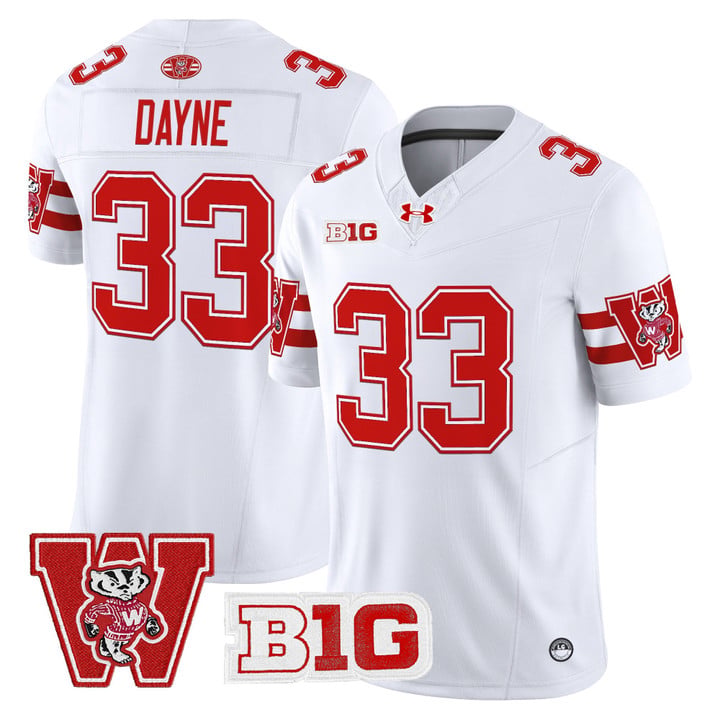 Ron Dayne Jersey #33 Wisconsin Badgers Throwback Stitched by My Store NCAA Football Jerseys