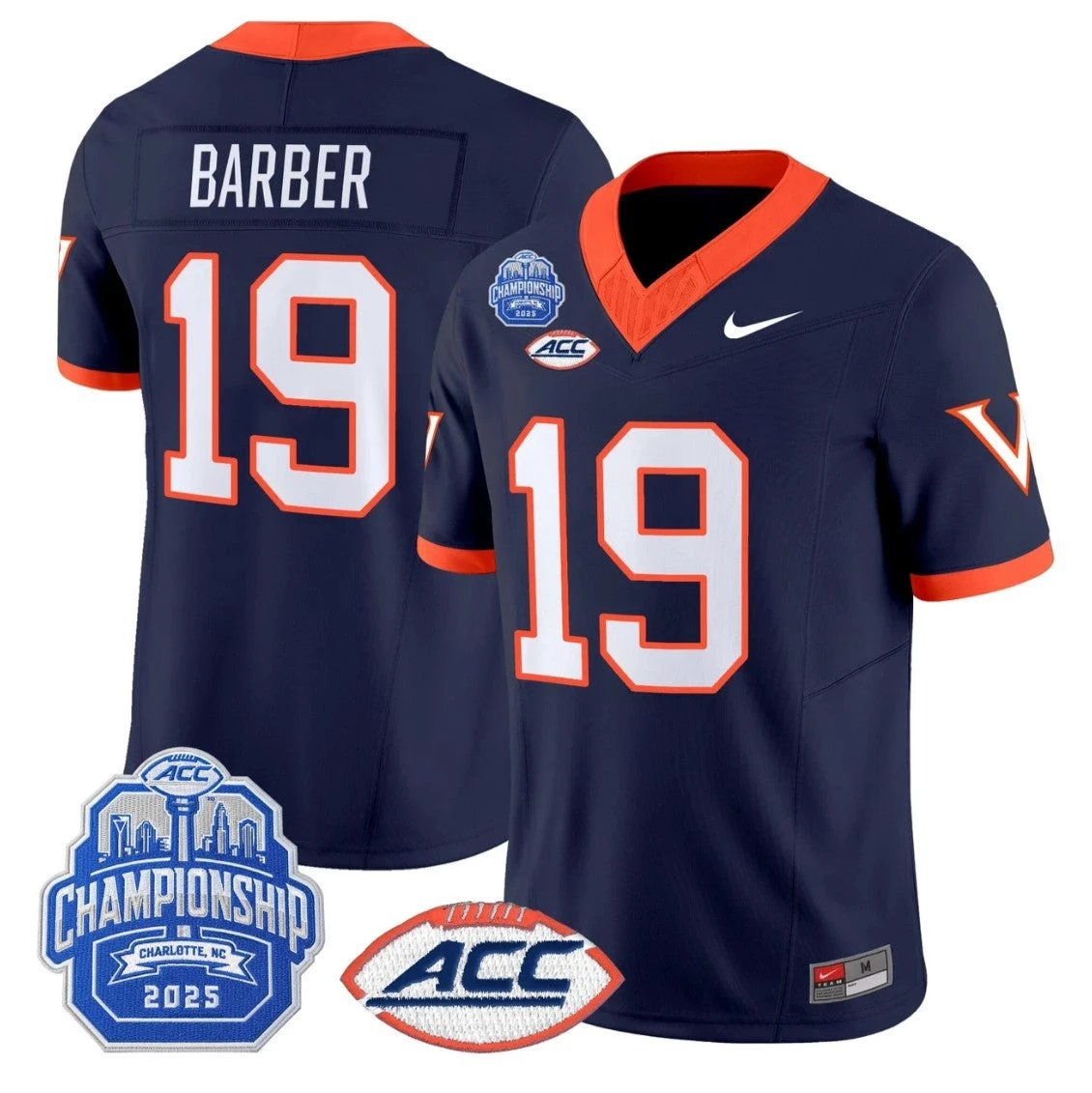Rondé Barber Jersey #19 Virginia 1995 Throwbacks 2025 ACC Championship Navy by NCAA Football Jersey