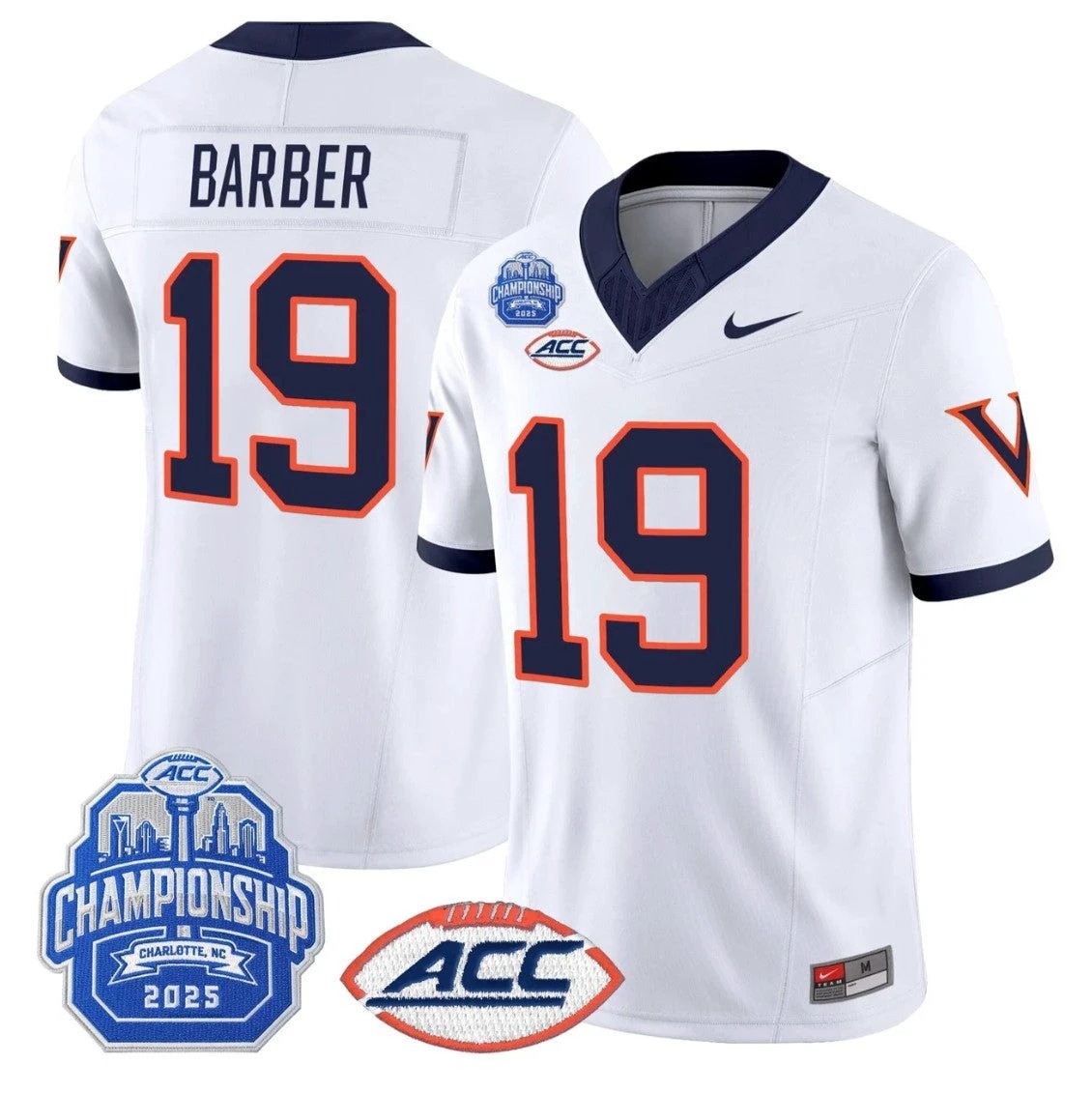 Rondé Barber Jersey #19 Virginia 1995 Throwbacks 2025 ACC Championship White by NCAA Football Jersey