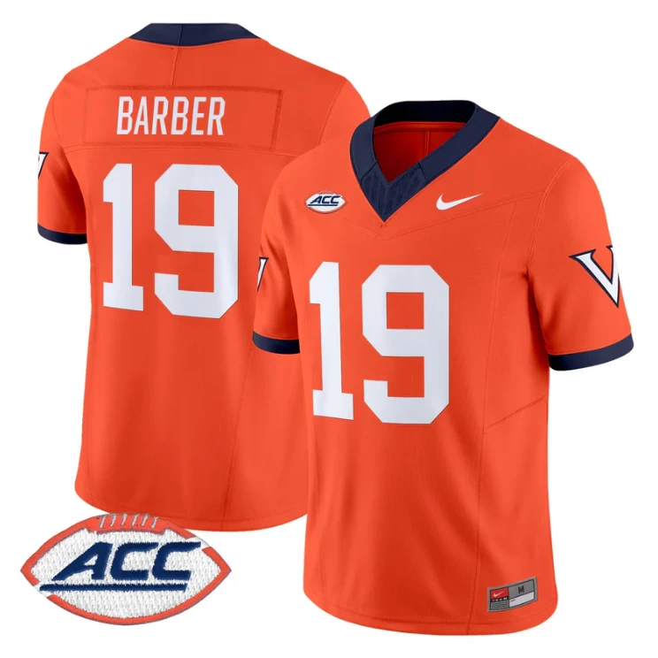 Rondé Barber Jersey #19 Virginia Cavaliers 1995 Throwbacks Stitched Orange by NCAA Football Jersey
