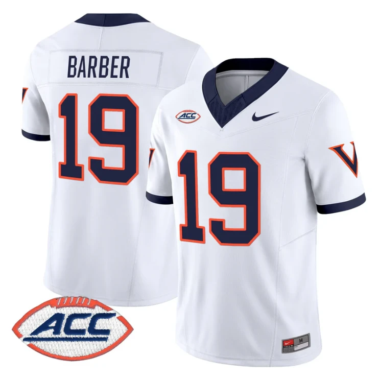 Rondé Barber Jersey #19 Virginia Cavaliers 1995 Throwbacks Stitched White by NCAA Football Jersey