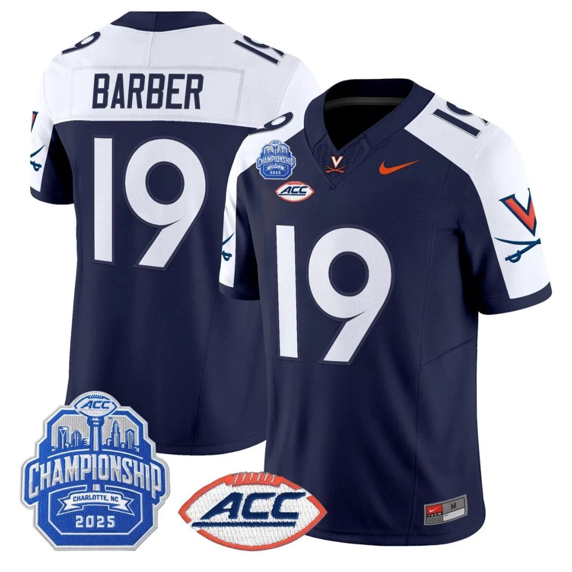 Rondé Barber Jersey #19 Virginia Cavaliers 2025 ACC Championship Stitched by My Store NCAA Football Jerseys