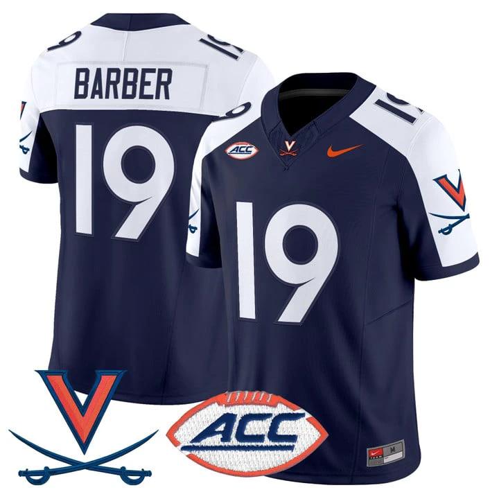 Rondé Barber Jersey #19 Virginia Cavaliers 2025 Vapor Limited Stitched by My Store NCAA Football Jerseys