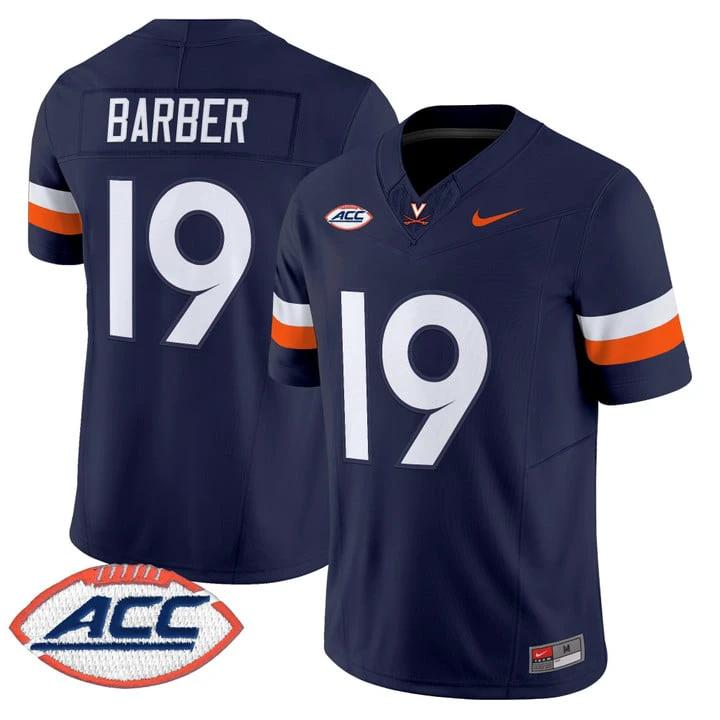 Rondé Barber Jersey #19 Virginia Cavaliers 2025 Vapor Limited Stitched by My Store NCAA Football Jerseys