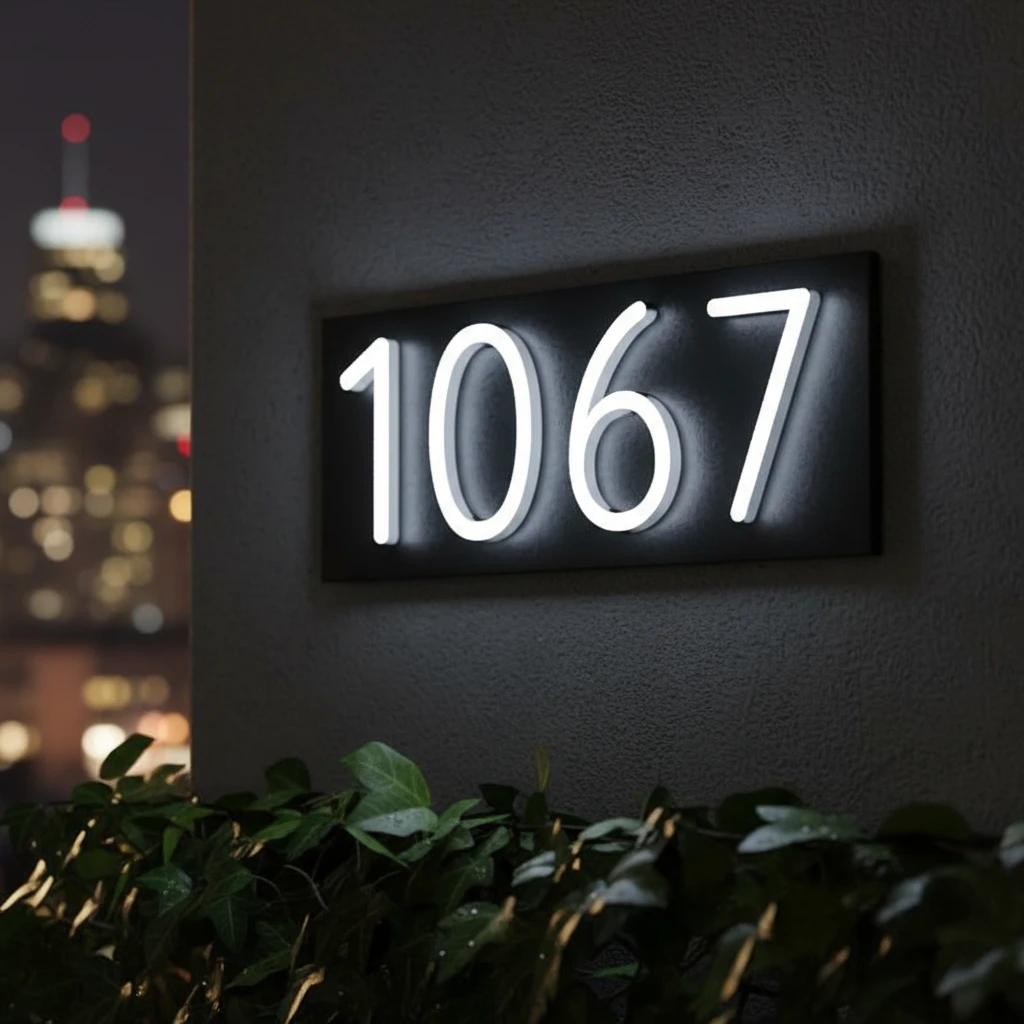 Personalized House Number Plaque Custom Address Plaque by Neonchics
