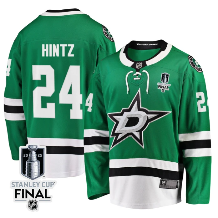 Roope Hintz 24 Dallas Stars 2025 STANLEY CUP Final Patch Home Men Jersey Black by Hockey David