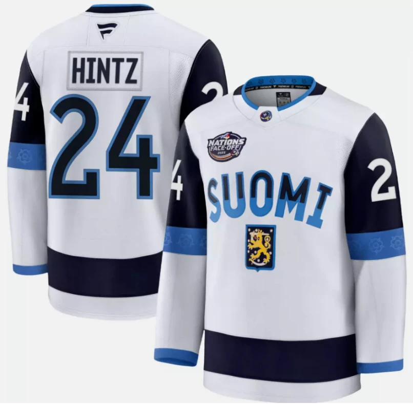Roope Hintz Jersey #24 Finland White 2025 4 Nations Face-Off Stitched by Hockey David