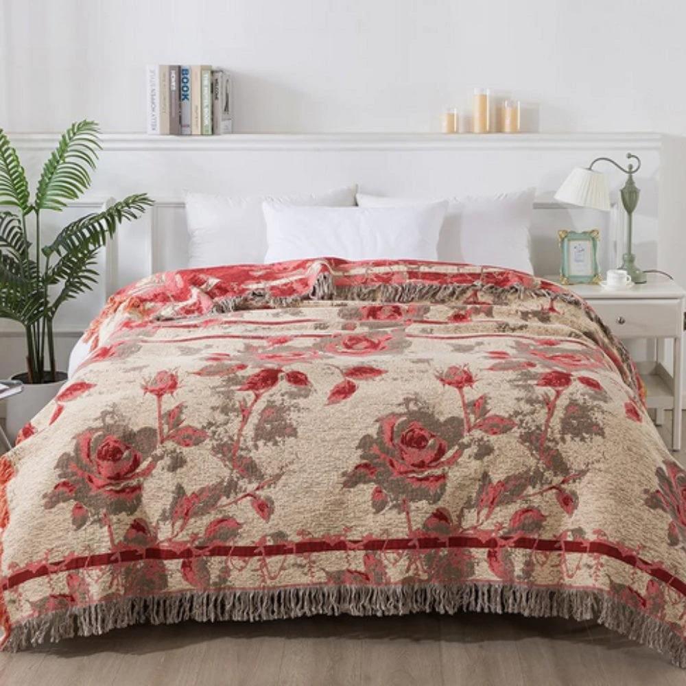 Rosewood Grace Throw Cotton Blanket by Casa & Beyond