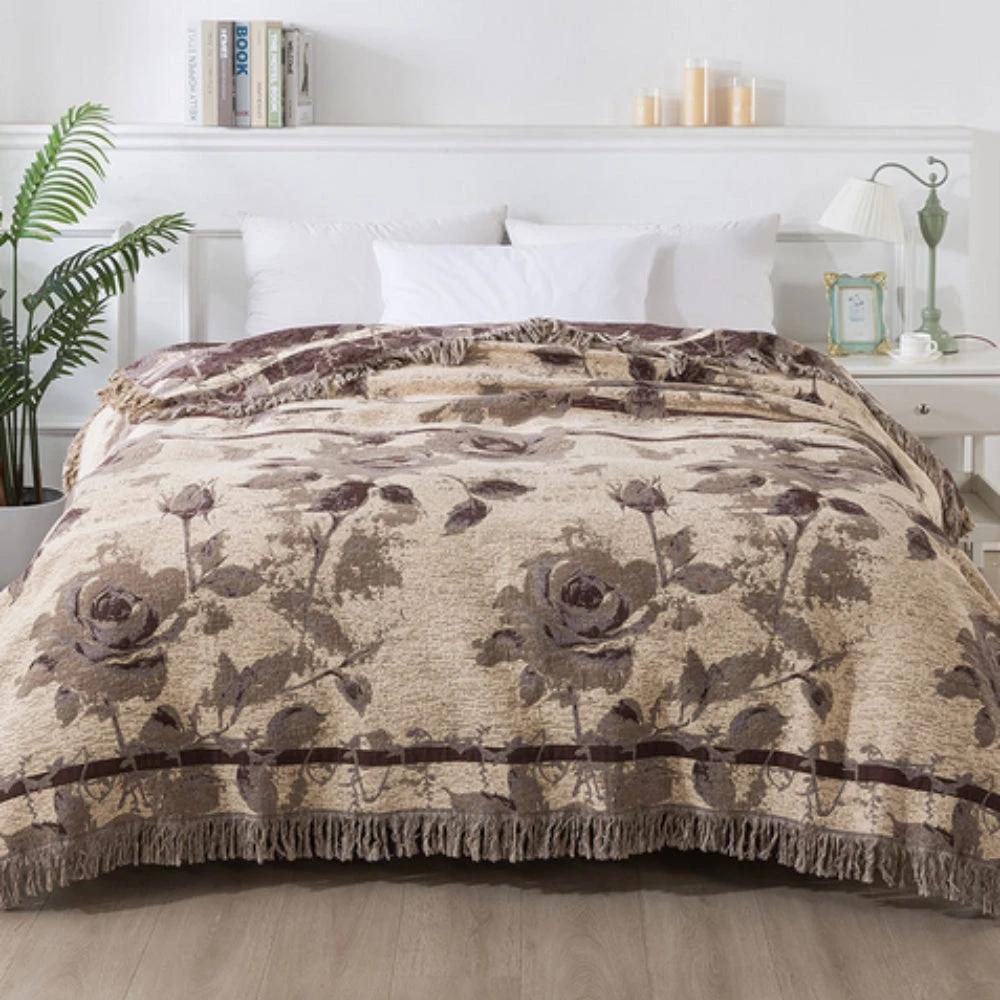 Rosewood Grace Throw Cotton Blanket by Casa & Beyond