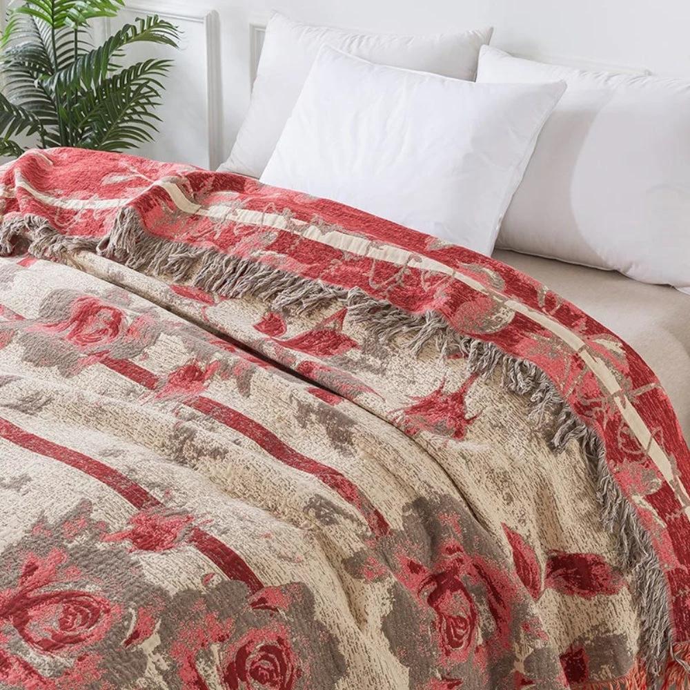 Rosewood Grace Throw Cotton Blanket by Casa & Beyond