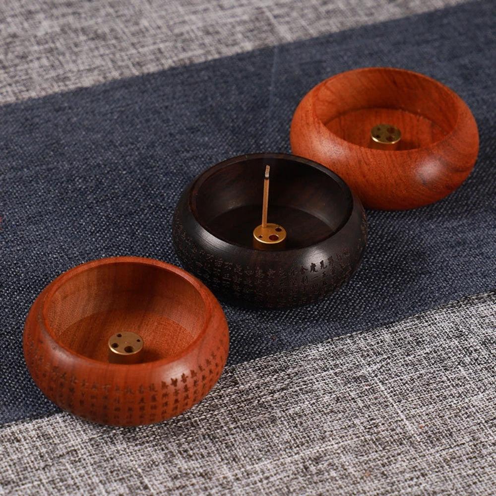 Round Solid Wood Incense Stick Holder by Casa & Beyond