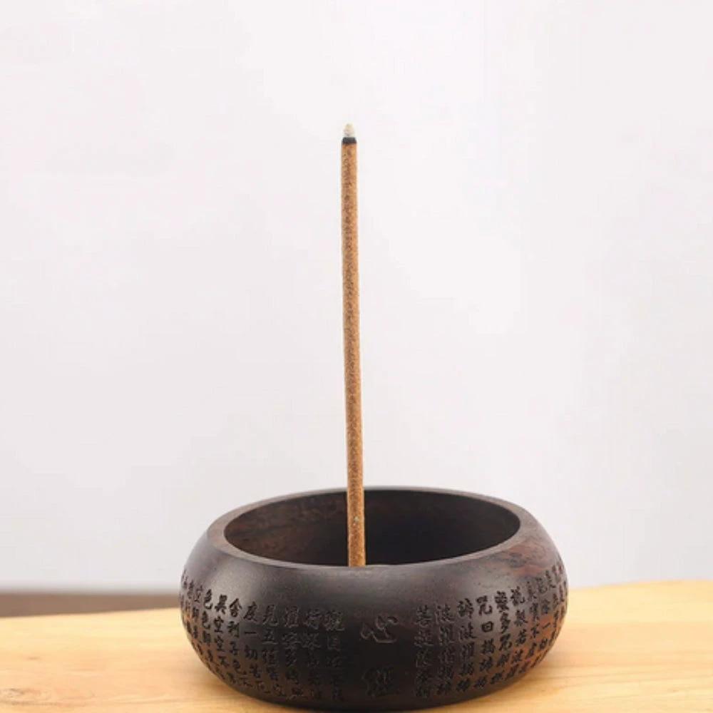 Round Solid Wood Incense Stick Holder by Casa & Beyond