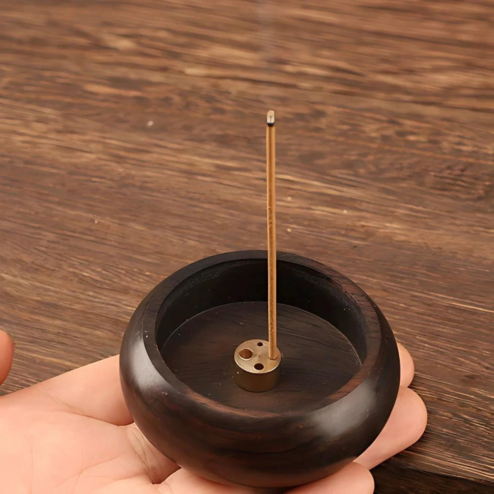 Round Solid Wood Incense Stick Holder by Casa & Beyond